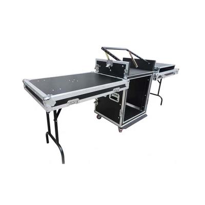 16U Space Rack Case with 10 Space Slant Mixer Top and DJ Work Table - PA/DJ Pro Audio Flight Road Case
